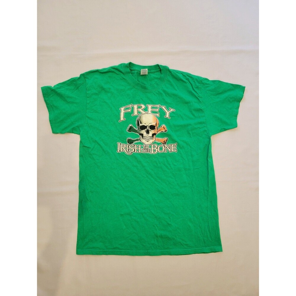 Frey Irish to the Bone Skull Graphic T Shirt Mens Tag Large Green St Patricks